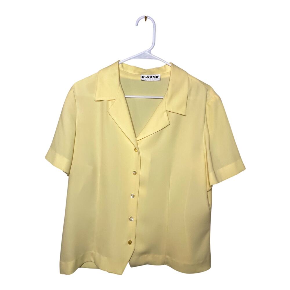 Vintage 90s Women's 16 Yellow Joan Leslie Flowy Button Up Blouse